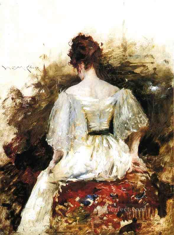 Portrait of a Woman The White Dress William Merritt Chase Oil Paintings